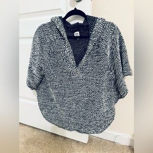 Hooded Pancho Shrug By Dylan, Black/White Wool Blend. Size M, EUC.